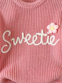 女童毛衣，精緻刺繡，保暖百搭，適合秋冬 - 紅色 - 查看 5