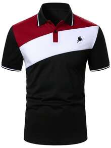 Manfinity Homme Men's Knight Print Colorblock Casual Versatile Commute Travel Short Sleeve Polo Shirt - Multicolor - View 5