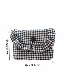 1Pc Cute Plaid Pattern Camera Bag CCD Storage Bag Canvas Camera Case Mini Cute Square Cosmetic Bag Camera Dustproof Storage Bag Camera Pouch Women Lipstick Sanitary Napkins Storage Pouch Wallet Coin Purse Card Holder - Multicolor - View 3