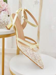 CUCCOO HITCHD Women's Pointed Toe Buckle Design Daily Versatile Fashion High Heels - Champagne - View 13
