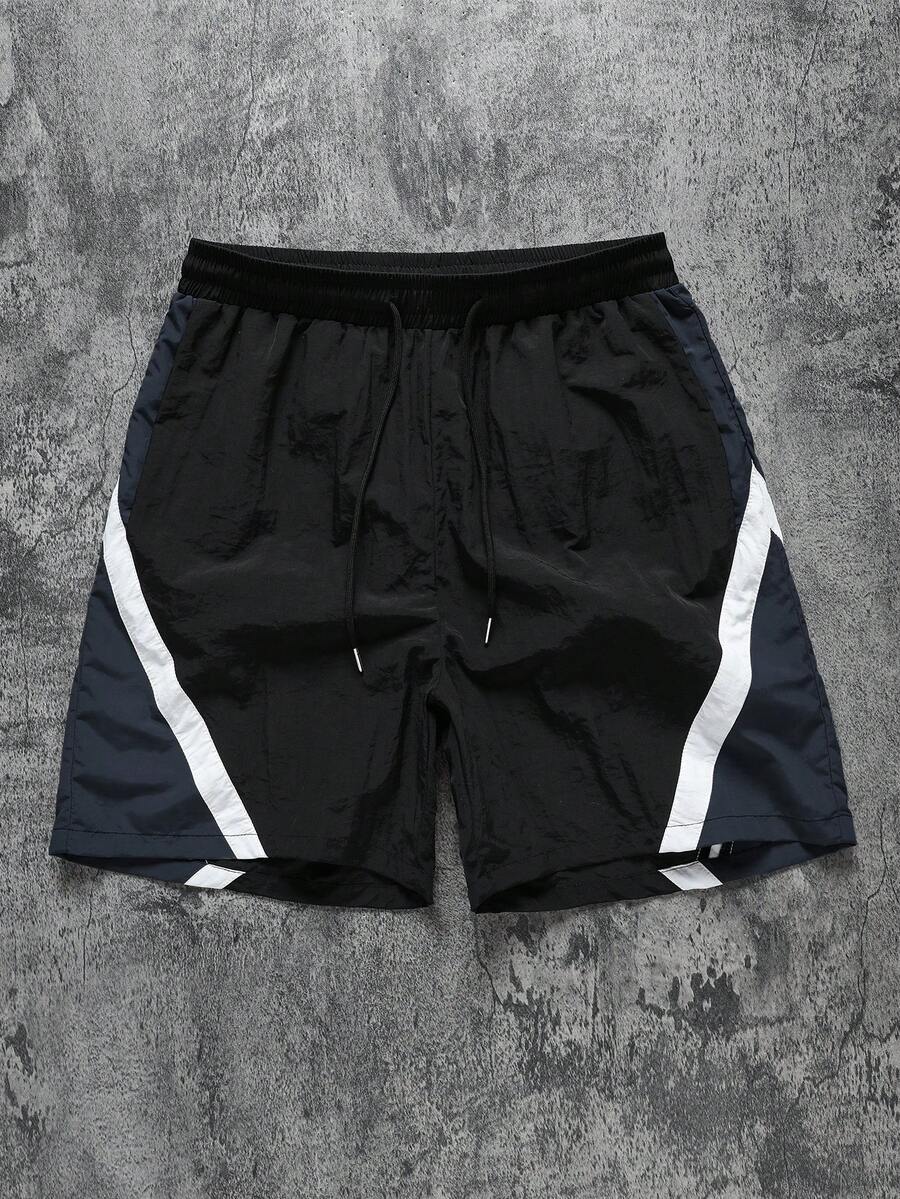 Manfinity EMRG Men's Colorblock Patchwork Casual Summer Shorts - Navy Blue - View 1