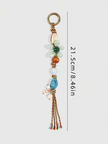 ROMWE Fairycore 1 Piece Spring Summer Dopamine Style Colorful Beaded Bag Keychain Pendant, Woven Rope Bag Charm, DIY Hanging Ornament - Color B - View 2
