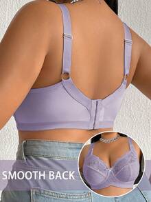 Divavoom 1pc Plus Size Lace Patchwork Wireless Bra - Multicolor - View 5