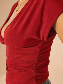 Aralina 女款可愛上衣，適合外出聚會、優雅上班、休閒日常穿搭 - 紅色 - 查看 4