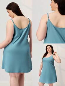 LUVLETTE Women's Plus Size Blue Sexy Soft 100% Pure Cotton Short Cami Nightdress Cotton Pajamas Summer Dresses For Women - Green - View 3