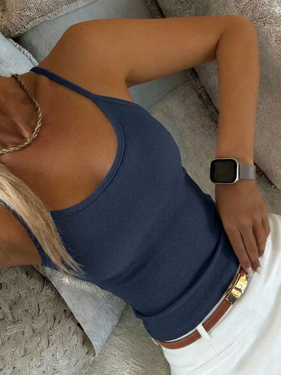 Women's Solid Color Ruched Fitted Versatile Casual Camisole T-Shirt Summer