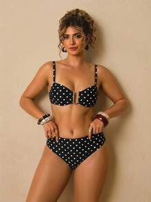 Travachic Women's Summer Beach Polka Dot Camisole Bikini And Triangle Bottom Swimsuit Set Plus Size Swimwear Set Bathing Suits For Women - Multicolor - View 5