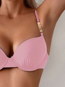 Swim Vcay Women's Sexy Push-Up Underwire Minimalist Bikini Set For Spring/Summer Pool Party And Beach Volleyball - Pink - View 4