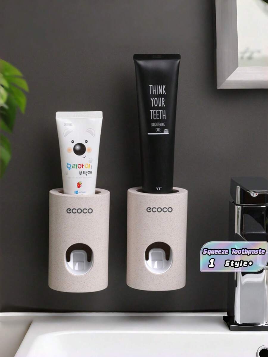 1 cái hộp đựng kem đánh răng tự dính không cần khoan, gắn tường tự động ép kem, dễ tháo rời và vệ sinh, chất liệu ABS bền, thiết kế màu trắng tiết kiệm không gian, lý tưởng cho đồ dùng phòng tắm, sử dụng hàng ngày cho gia đình - Màu trắng - Xem 1