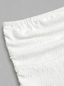 Sweetra Women's Elegant Strapless Multi-Layer Cake Textured Mini Dress Plus Size - White - View 4