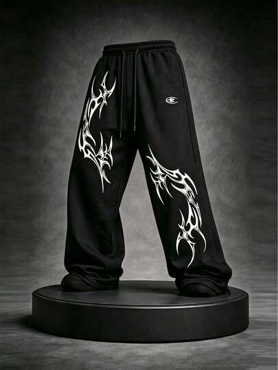 RISE LYT Men's Printed Drawstring Waist Casual Fitness Sports Long Pants, Gym