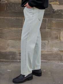 YOUESAWY YOUESAWY Loose Fit Men's Slant Pocket Straight Leg Jeans - Blue - View 5