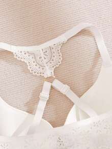 DesireSculpt 3pcs/Set Front Closure Sexy Lace Patchwork Bra Set - Multicolor - View 4
