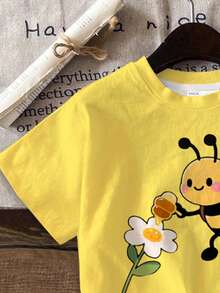 Tween Girl Tween Girl Casual Minimalist Cartoon Graphic Short Sleeve Top And Shorts 2 Pieces Set, Suitable For Summer - Multicolor - View 5