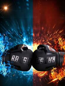 2PCS One Size PU Anti-Tear Sanda Fighting Boxing Gloves Rubber-Plastic Inner Lining Black For Adult Training Combat Sports Gym Workout - Black Gold - View 2