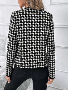 Editum Women's Autumn/Winter Versatile Colorblock Long Sleeve Knit Cardigan - Black - View 2
