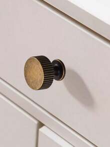A Set Of 2 Knurled Drawer Pulls, Antique Bronze Cabinet Handles, Single-Hole Kitchen And Bedroom Hardware, Vintage Knobs For Wardrobe/Dresser. - Antique Brass - View 6