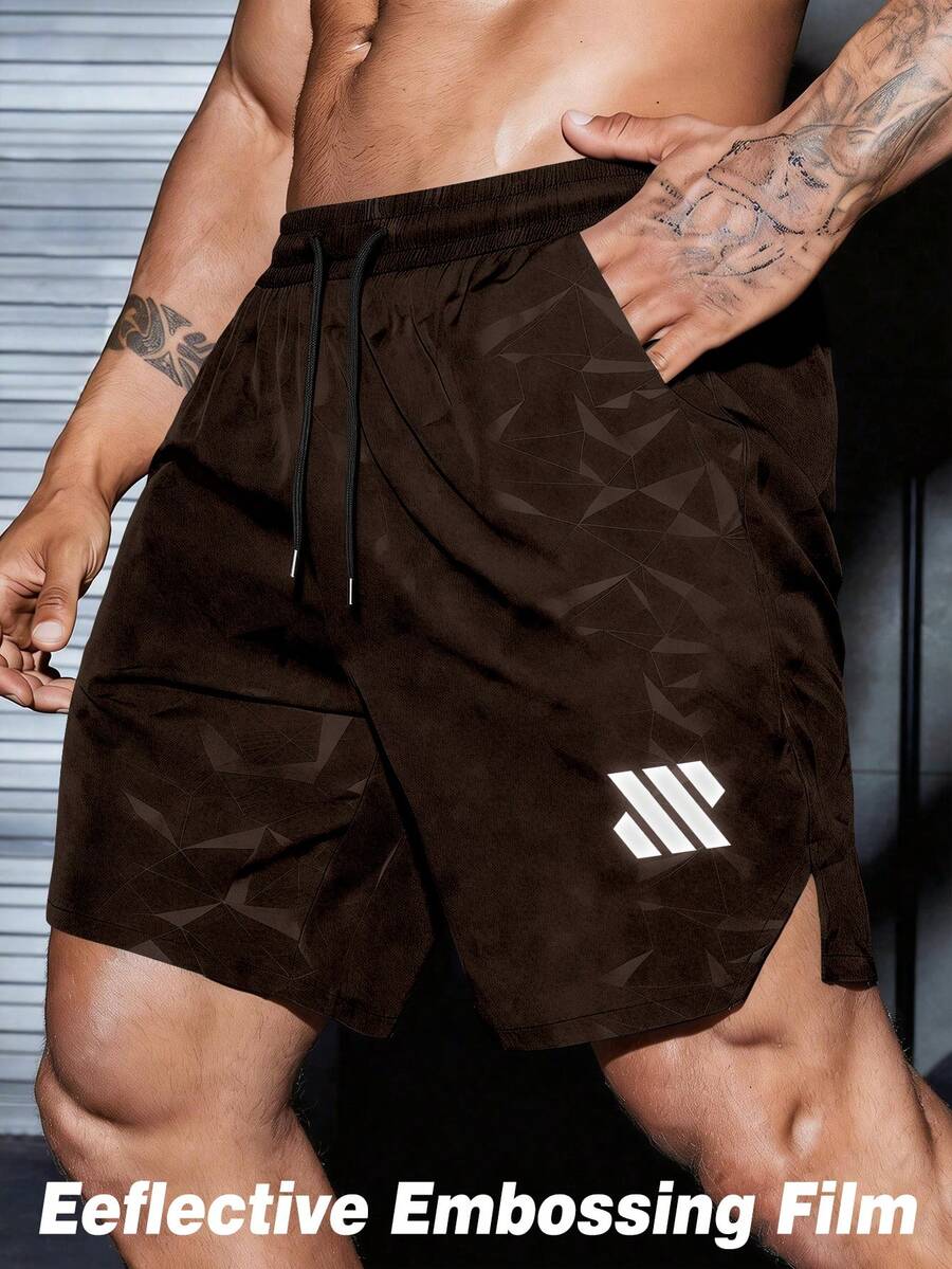 Gym Rark Pantalones cortos deportivos holgados y cómodos con cordón y estampado para hombres, gimnasio - Café integral - Ver 1