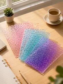 A5 Stone Grain Acrylic Loose Leaf Notebook Cover With Gold Metal Rings, No Inner Pages Blank Binder Shell For DIY Handcraft, Scrapbooking, Journal Making & Stationery Gift - Multicolor - View 2