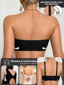 DesireSculpt Women's Black Lace Front Closure Push-Up Bra, 1pc - Black - View 2