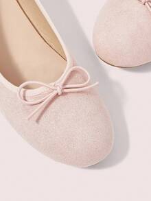 CUCCOO DOLLMOD Women's Shoes, Light Pink, Suede Ballet Flats, Bow-Tie Lace-Up Flats, Suitable For Casual Daily Wear - Baby Pink - View 4