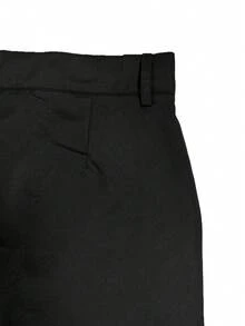 Manfinity Homme 1件男士成熟休閒長褲，黑色布料，通勤百搭，時尚舒適，男友禮物、丈夫禮物、週年紀念禮物 - 黑色 - 查看 3