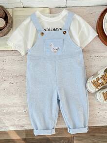 Bubblio Baby Boy Woven Striped Bear Graphic Casual Bib Overalls - Multicolor - View 6
