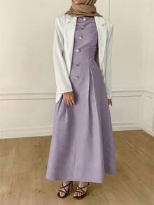 Solavon Stylish Striped Maxi Dress For Women Pleated A Line Sleeveless Design Perfect For Spring And Summer Outfits - Purple - View 4