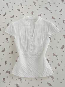 Elamini Women's Solid Color Casual Versatile Daily Wear Shirt - White - View 3