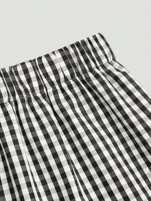 Sweetra Ensemble 2 pièces style Hot Girl, top sans manches minimaliste de couleur unie avec taille cintrée & pantalon coupe slim - Noir et Blanc - Voir 12