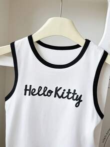 Resyla HELLO KITTY AND FRIENDS | SHEIN 字母印花夏季時尚休閒通勤可愛女款修身背心 - 白色 - 查看 6