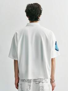 Sonviro 男士休闲夏季心形印花衬衫 - 白色 - 查看 2
