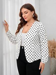 SHEIN Clasi Plus Size Women's Solid Color Simple Daily Long Sleeve Jacket,Business Casual Woman Fall - White - View 4