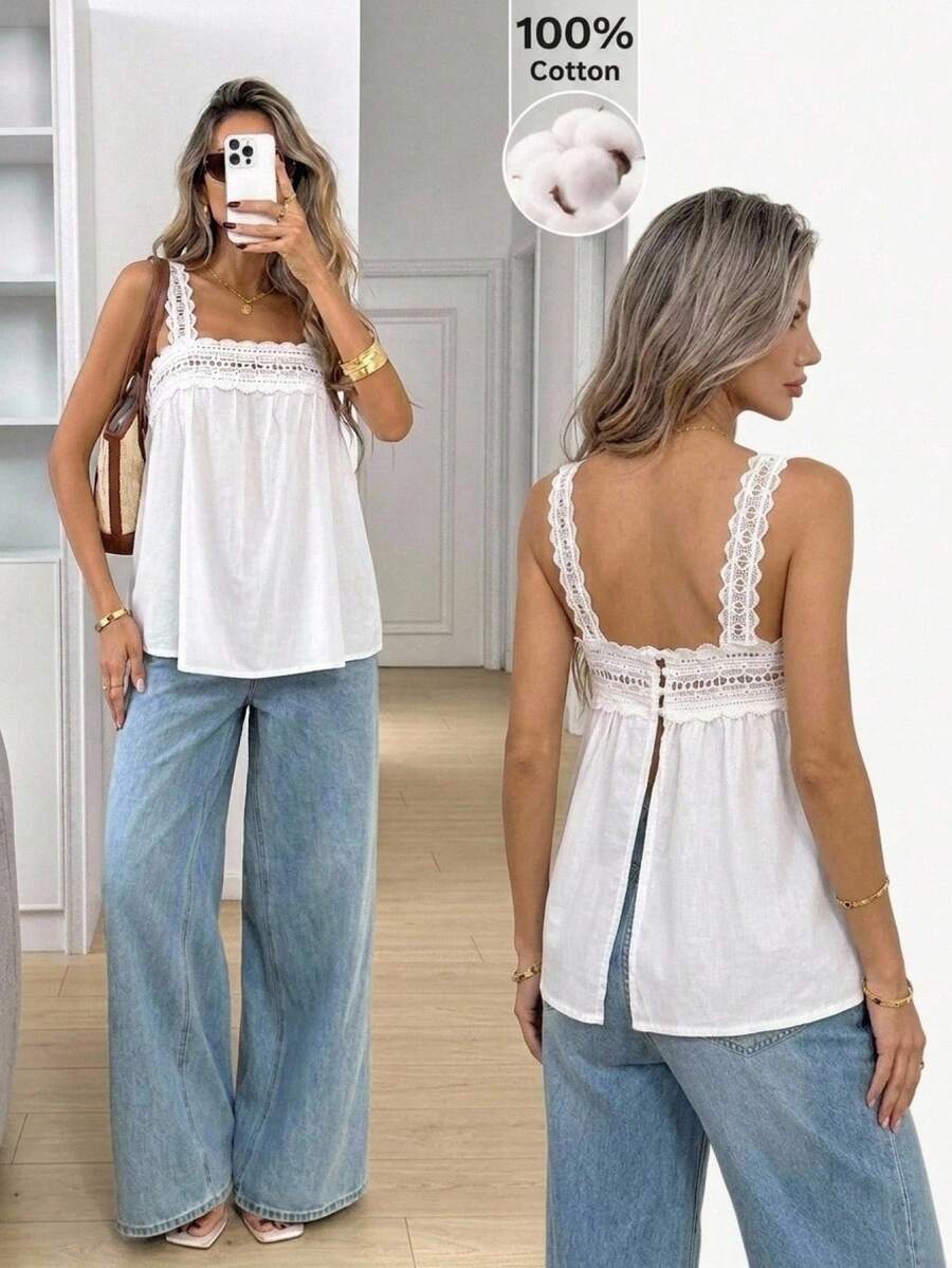 SHEIN LUNE 大尺碼女款素色百褶休閒百搭日常外出上衣 - 白色 - 查看 1