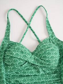 Travachic 女款夏季海灘度假全印花坦克比基尼泳衣套裝 綠色熱帶風 - 彩色 - 查看 9