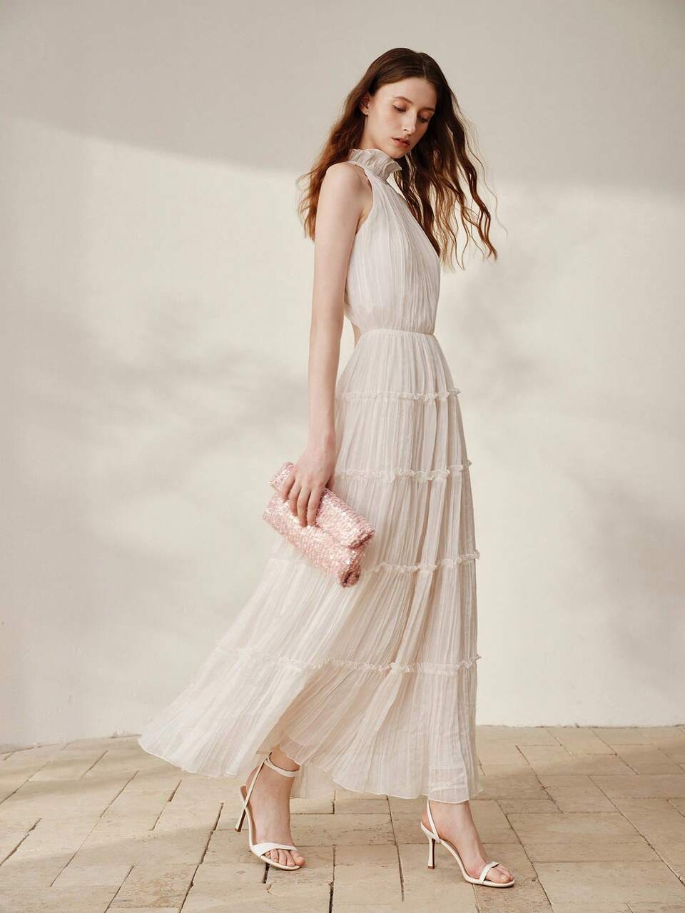 WOMEN'S FASHION LIGHT PINK CLUTCH BAG, EXQUISITE SHINY BEADED SEQUINED DINNER BAG, SUITABLE FOR PARTIES, DINNERS, DATES, WEDDINGS, DRESS MATCHING