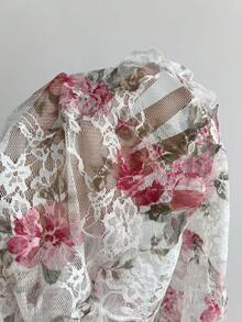 Elamini 女款花卉印花前綁帶時尚百搭休閒日常上衣 - 彩色 - 查看 4
