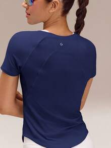 GLOWMODE Power Play Quick-Dry Tee Fitted Shirt Gym - Dark Blue - View 5