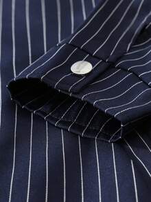 STYNVO Men's Striped Letter Zipper Placket Casual Jacket - Navy Blue - View 7