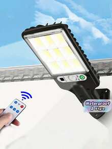 1PC Solar Powered Motion Sensor Garden Light With Remote Control, Waterproof LED Wall Lamp - Multicolor - View 1