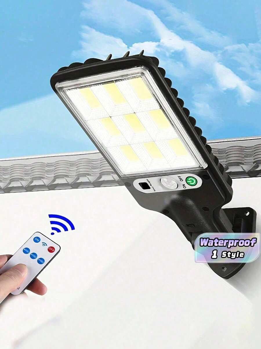 1PC Solar Powered Motion Sensor Garden Light With Remote Control, Waterproof LED Wall Lamp - Multicolor - View 1