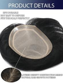 Men's Human Hair Toupee, 100% Real Hair Replacement System For Balding And Thinning Hair, NPU Edge, Full Graduated Ventilation Design, Natural Undetectable Hair Piece For Work, Travel, Parties And Everyday Wear - S1 - View 5
