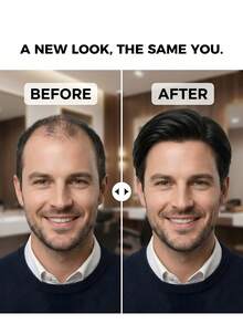 Men's Human Hair Toupee, 100% Real Hair Replacement System For Balding And Thinning Hair, NPU Edge, Full Graduated Ventilation Design, Natural Undetectable Hair Piece For Work, Travel, Parties And Everyday Wear - S1 - View 2