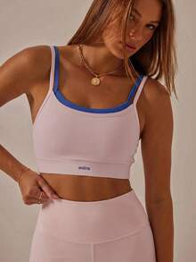Aralina Double Strap Cut Out Crop Top And High Waist Leggings Stretchy Workout Sets Women - Pink - View 3