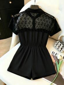 GlowEve CURVE Plus Size Women's Mesh Casual Elegant Sexy Daily Wear Romper Concert Black Summer - Black - View 2