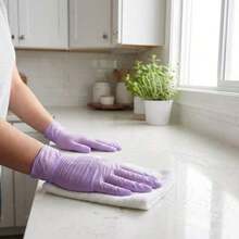 2/20/50/100 piezas Guantes desechables de nitrilo morados, sin látex, impermeables, antiestáticos, multiusos, sin polvo, adecuados para cocina, baño, hogar, tinte de cabello, salón de belleza, pintura, artes y manualidades, guantes protectores [Sin caja] - Púrpura malva - Ver 5