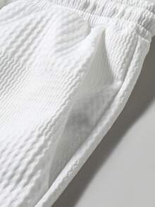 Manfinity Joysei Men's Fashion Single-Breasted Short Sleeve Shirt And Drawstring Waist Pocket Shorts Set - White - View 8