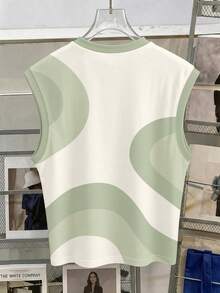 Manfinity Hypemode Camiseta sin mangas de cuello redondo con estampado de estrellas para hombre, talla estándar, vacaciones - Verde - Ver 4
