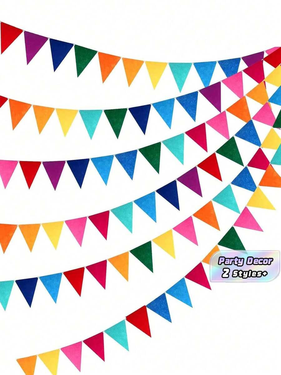 Vibrant Rainbow Flag Garland - Multicolor Felt Fabric Flags, Ideal For Birthday Party, Wedding, Graduation, Celebration, Event Decor | Fun Design | Felt Fabric Bunting, Rainbow Party Decorations, Multicolor Pennant String, Birthday Party Holiday Decor (Rainbow Colors), Family Gathering - multicolor - View 1