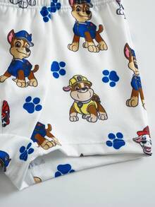SHEIN | PAW Patrol 小男孩卡通圖案印花拼色背心與短褲套裝 - 白色 - 查看 7